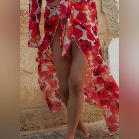 SLA The label floral bikini cover up wrap tie maxi skirt - Picture 6 of 8